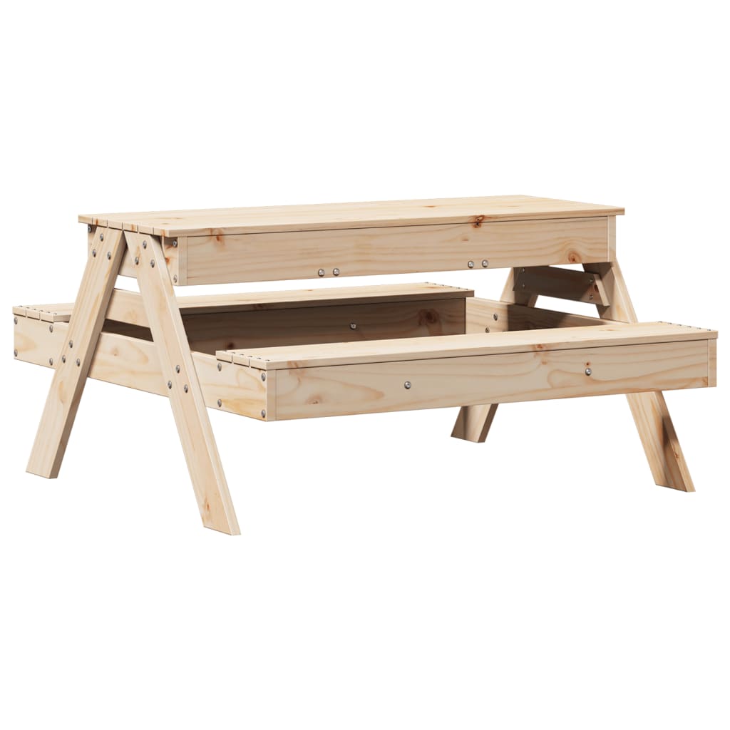Picnic Table with Sandpit for Kids Solid Wood Pine