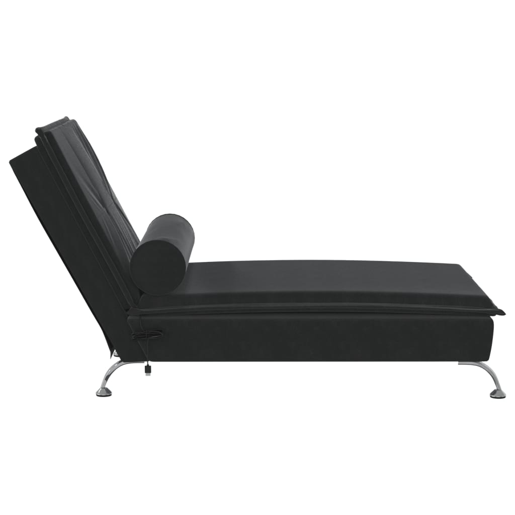 Massage Chaise Lounge with Bolster Black Velvet