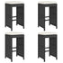 Garden Bar Stools with Cushions 4 pcs Black Poly Rattan