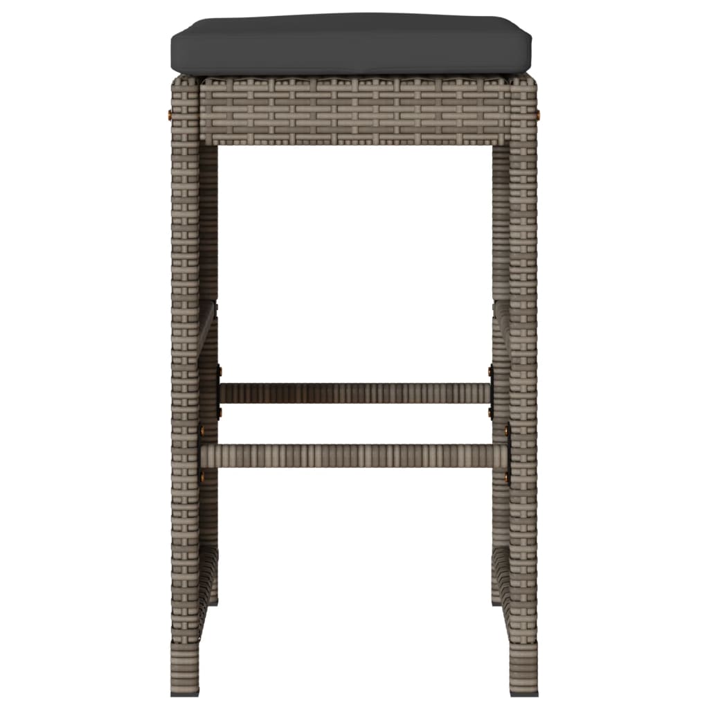 Garden Bar Stools with Cushions 4 pcs Grey Poly Rattan