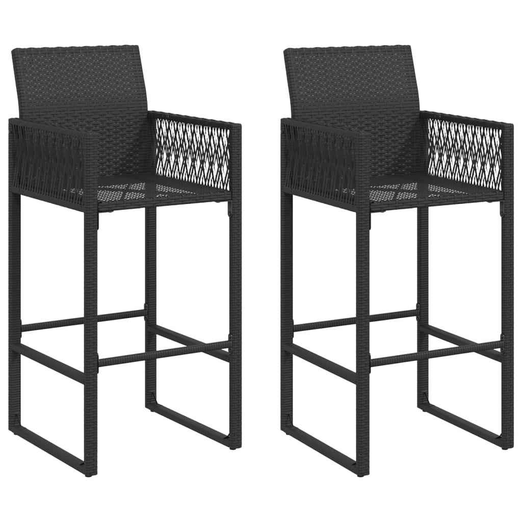 Garden Bar Stools 2 pcs Black Poly Rattan