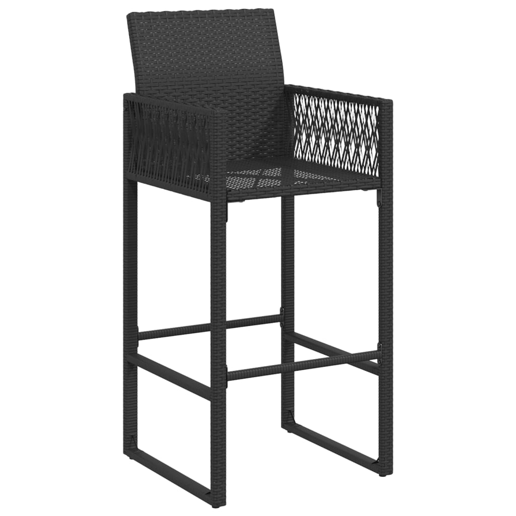 Garden Bar Stools 2 pcs Black Poly Rattan