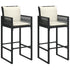 Garden Bar Stools with Cushions 2 pcs Black Poly Rattan