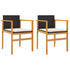 Garden Chairs with Cushions 2 pcs Black Poly Rattan&Solid Wood