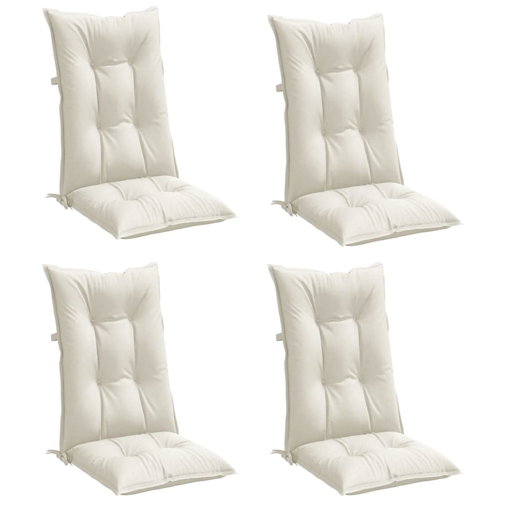 Highback Chair Cushions 4 pcs Melange Cream 120x50x7 cm Fabric