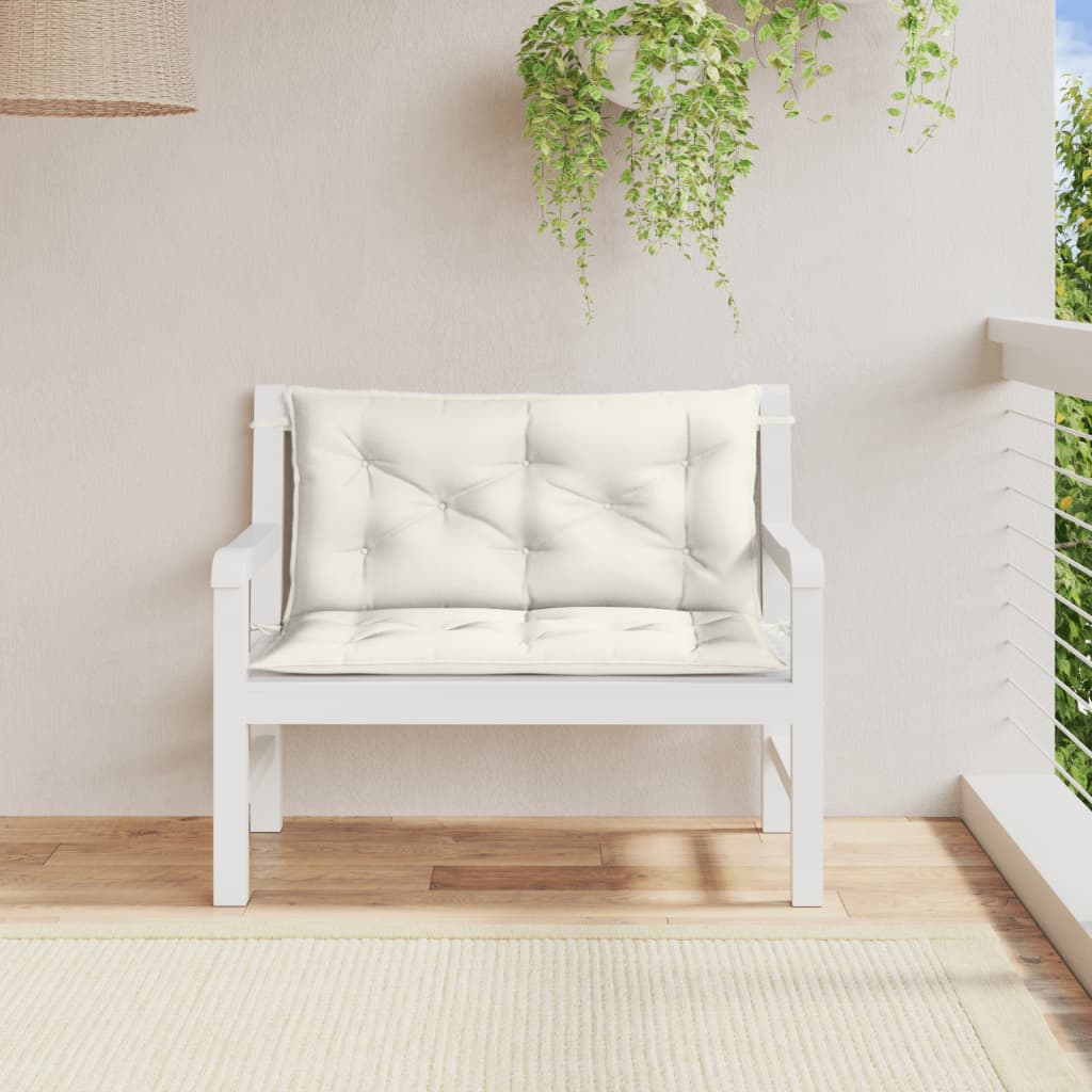 Garden Bench Cushions 2 pcs Melange Cream 100x50x7 cm Fabric