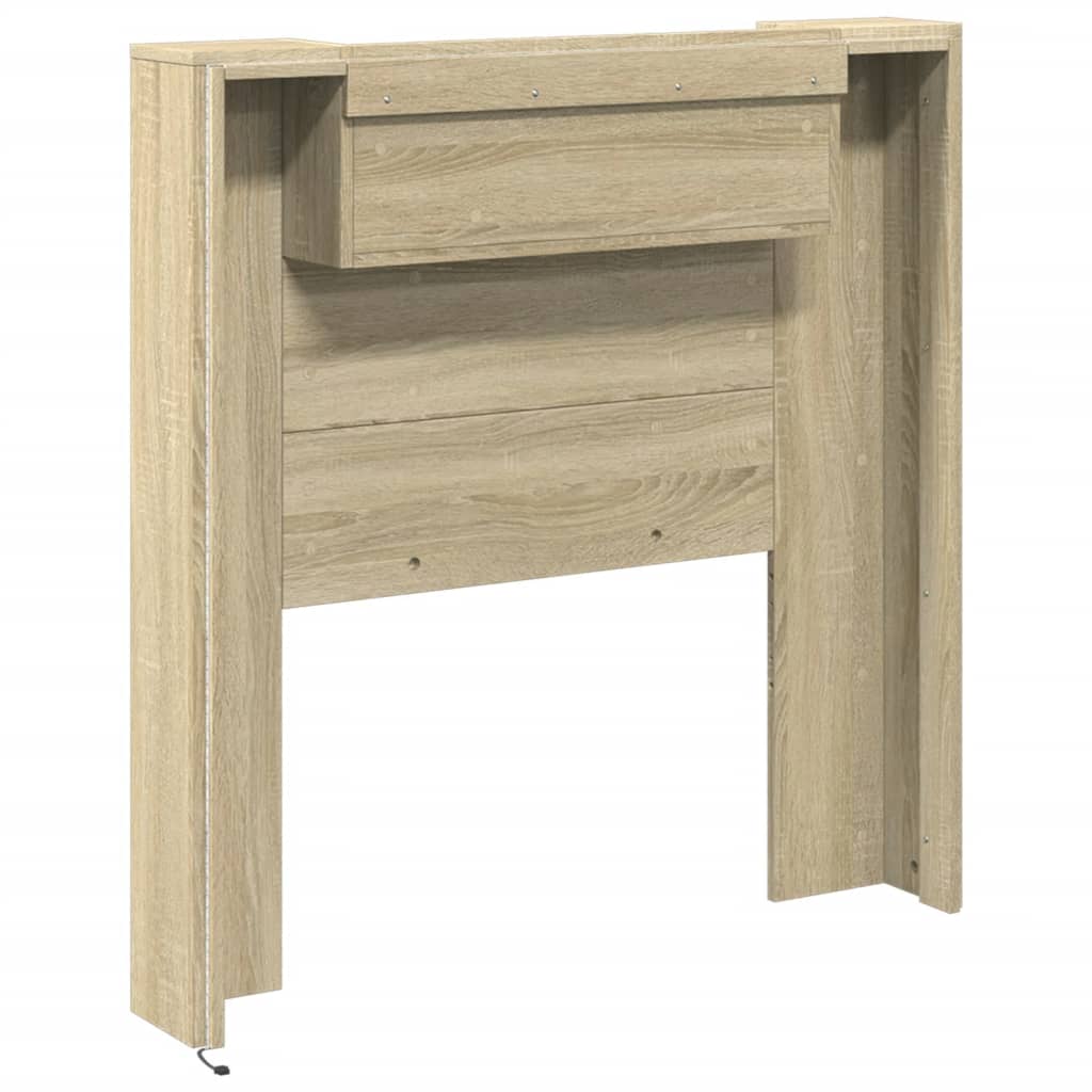 Headboard Cabinet with LED Sonoma Oak 100x16.5x103.5 cm