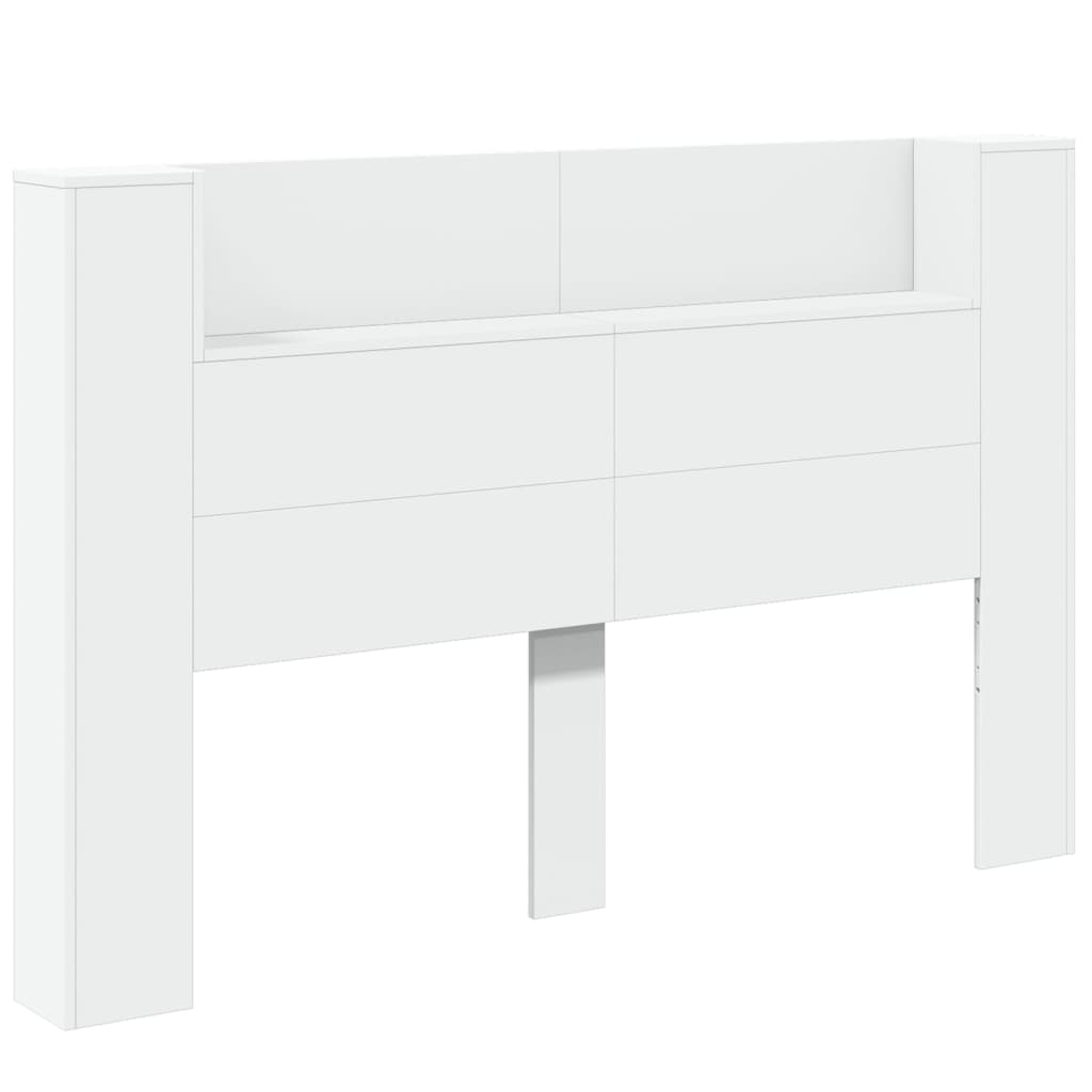 Headboard Cabinet with LED White 160x16.5x103.5 cm