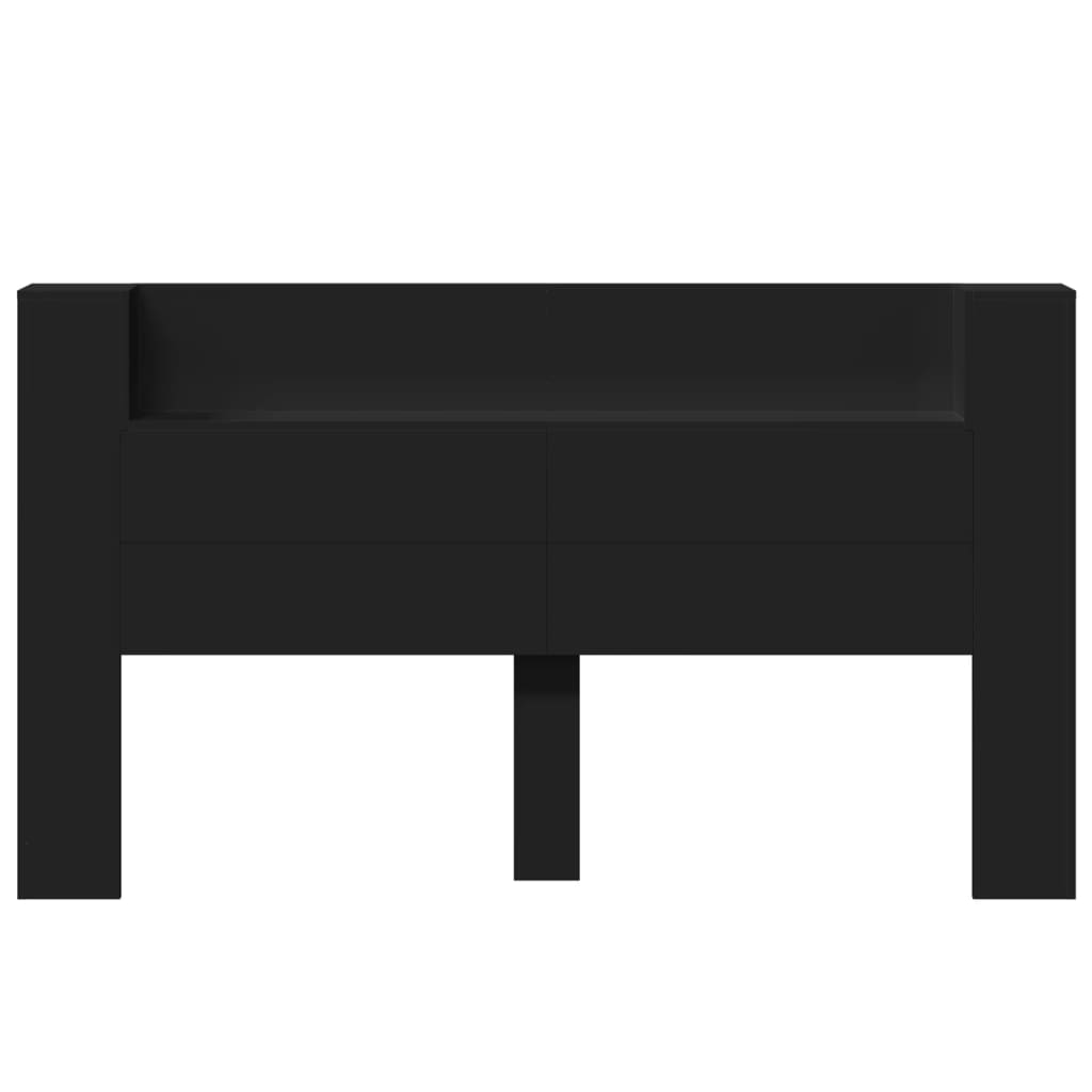 Headboard Cabinet with LED Black 180 cm