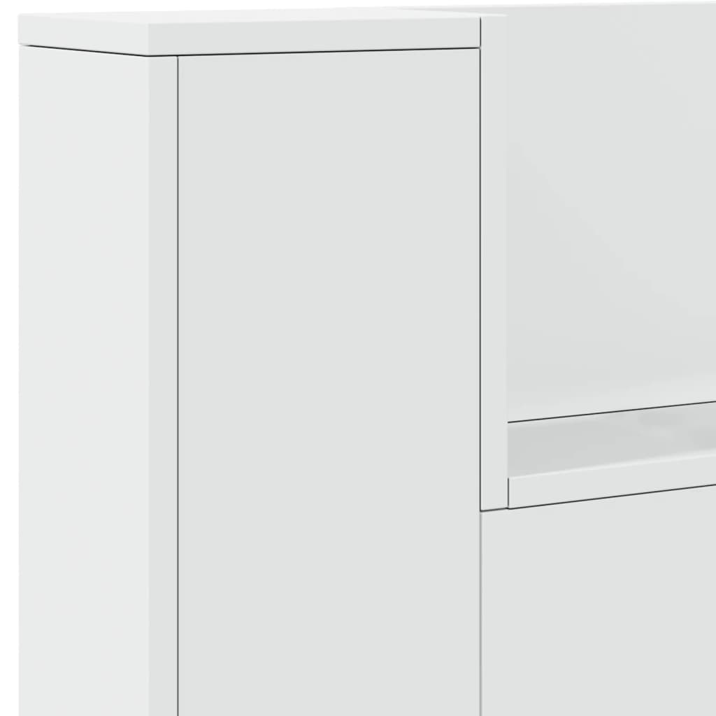 Headboard Cabinet with LED White 200x16.5x103.5 cm