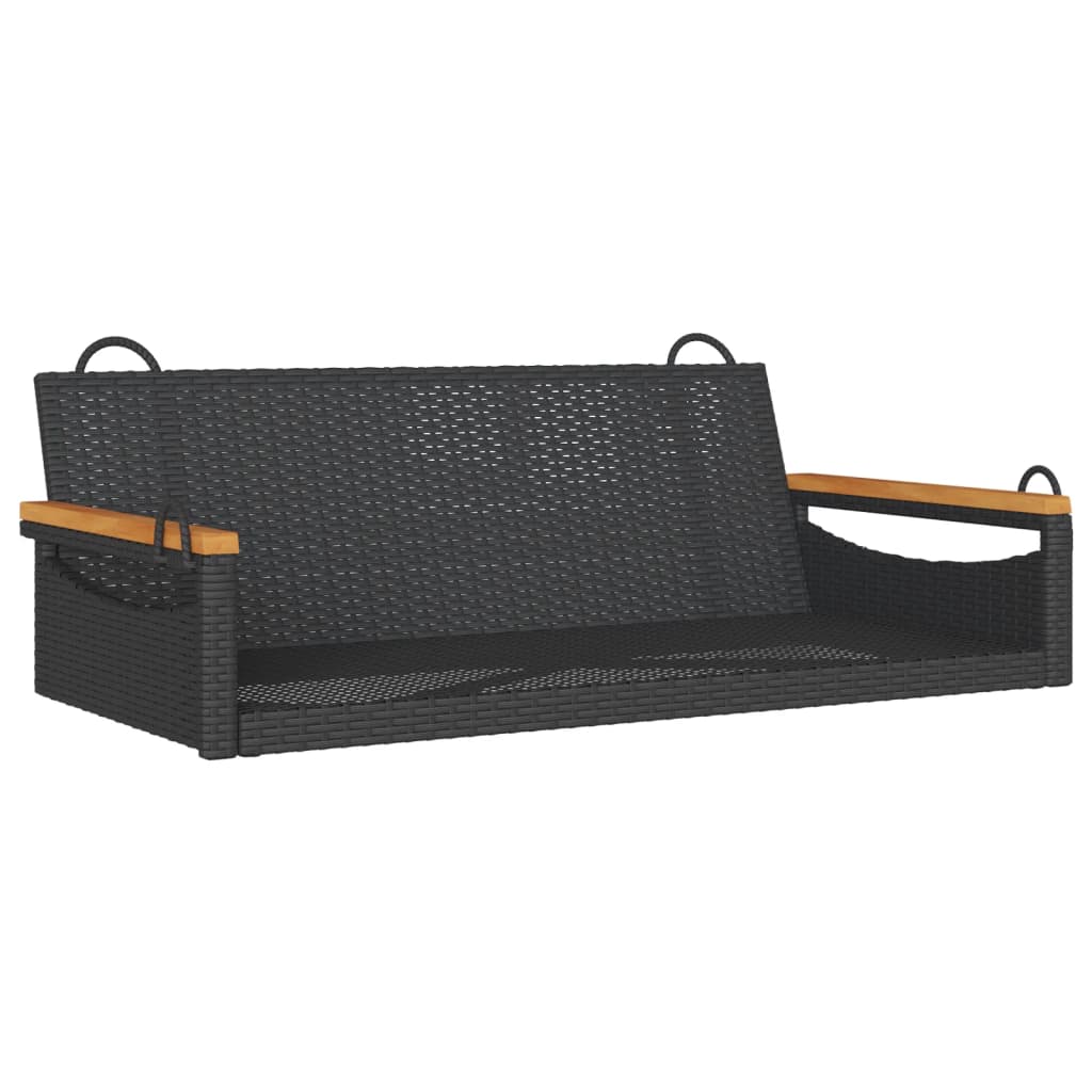 Swing Bench Black 109x62x40 cm Poly Rattan