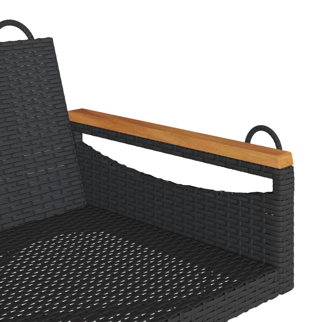 Swing Bench Black 109x62x40 cm Poly Rattan