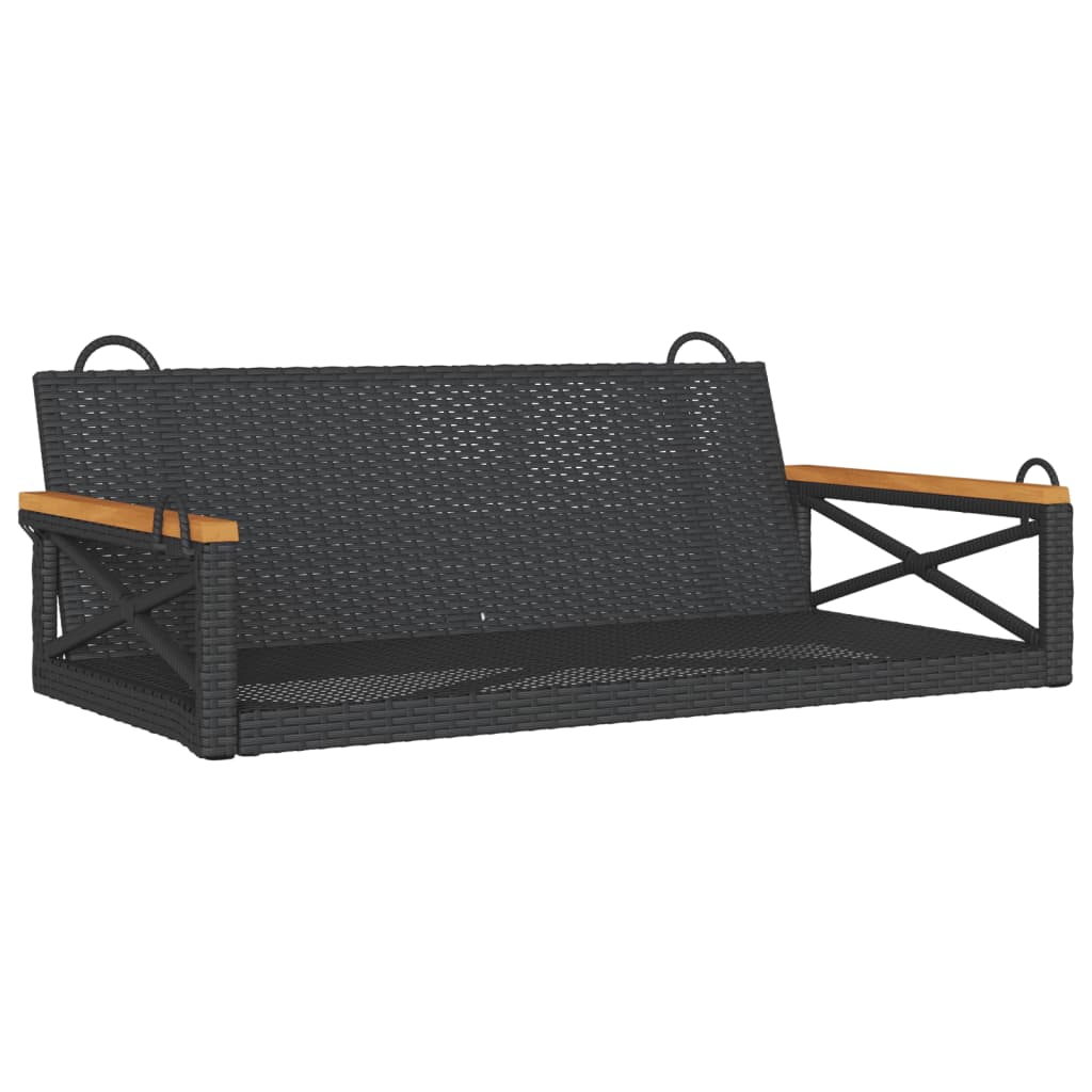 Swing Bench Black 109x62x40 cm Poly Rattan