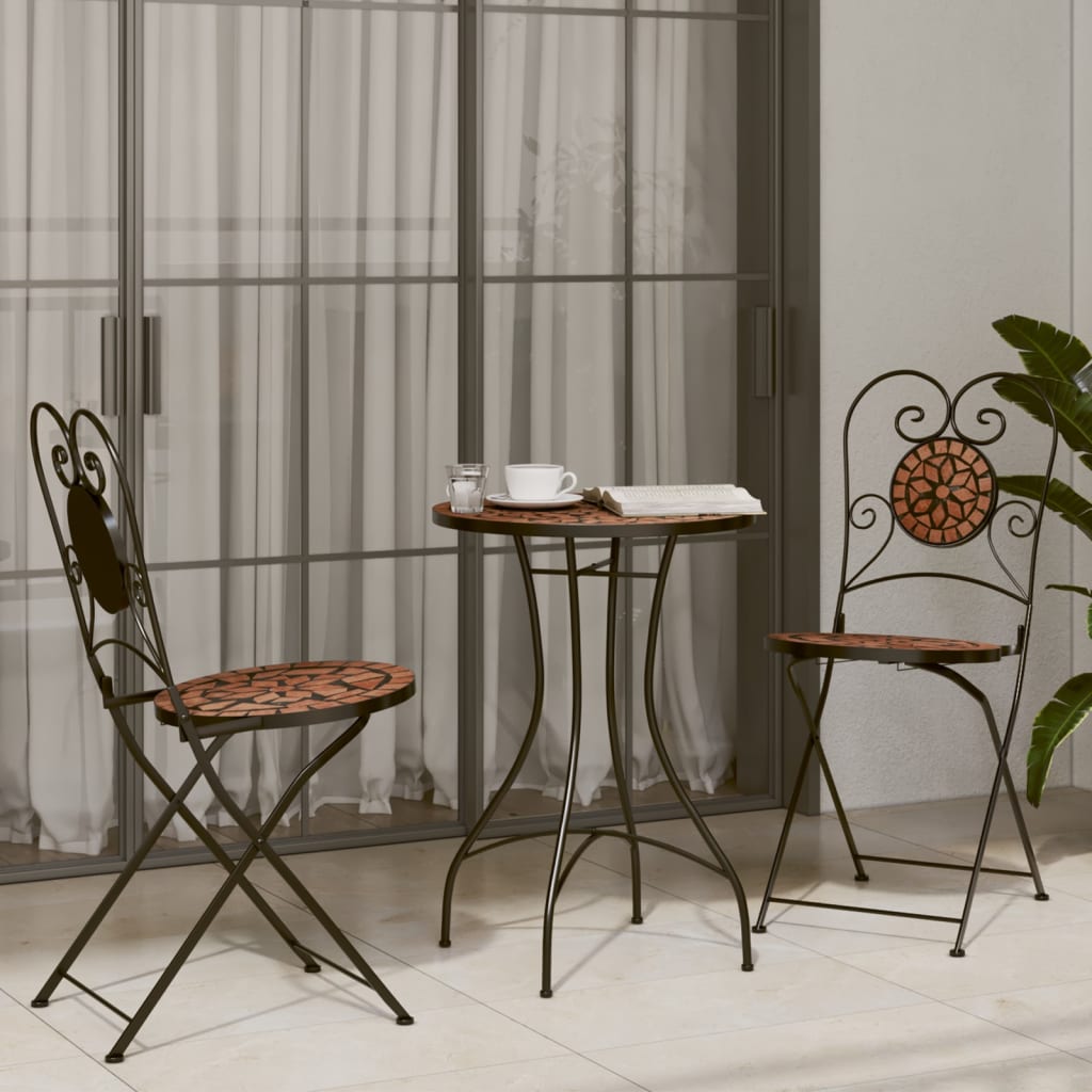Bistro Chairs Foldable 2 pcs Terracotta Ceramic
