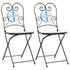 Bistro Chairs Foldable 2 pcs Blue and White Ceramic