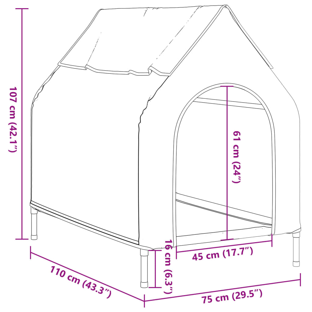 Dog House Light Grey Oxford Fabric and Steel