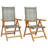 Garden Chairs 2 pcs Grey Solid Wood Acacia and Poly Rattan