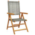 Garden Chairs 2 pcs Grey Solid Wood Acacia and Poly Rattan