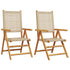 Garden Chairs 2 pcs Beige Solid Wood Acacia and Poly Rattan