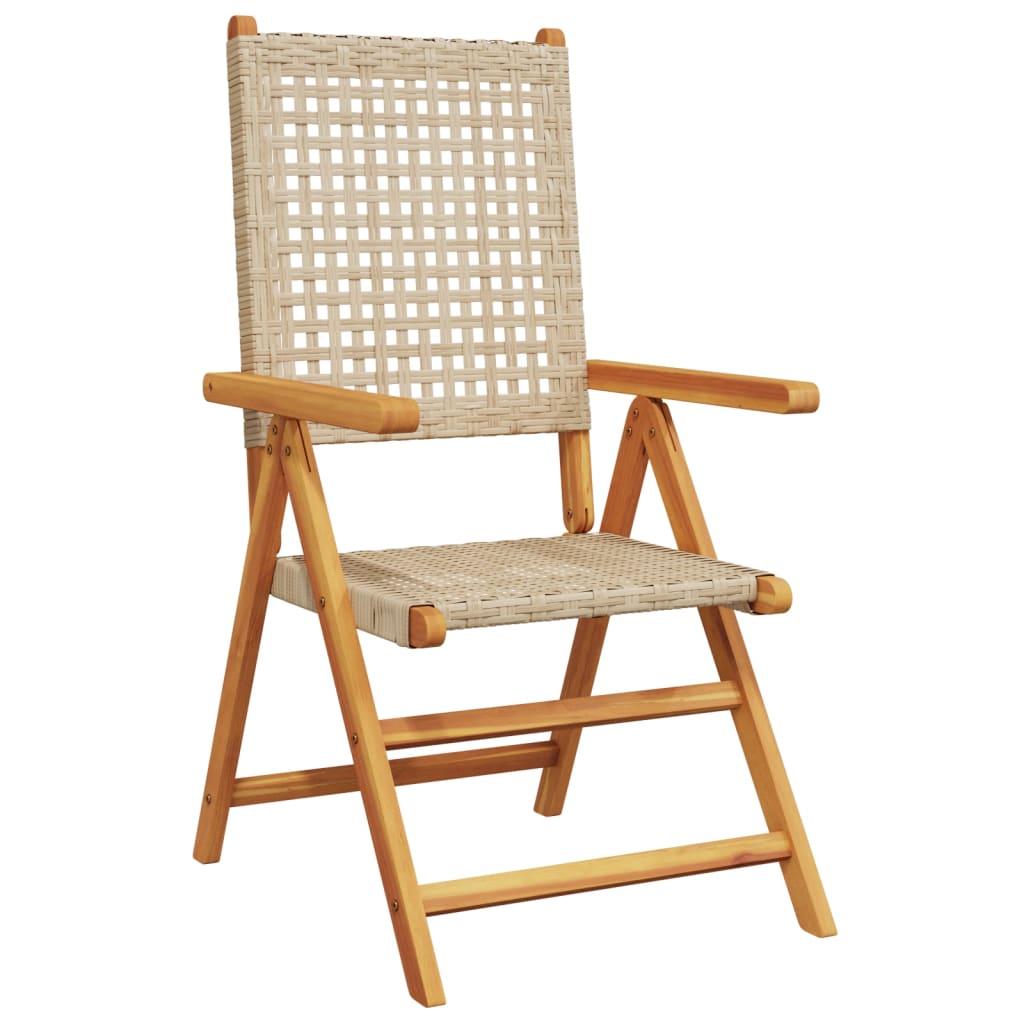 Garden Chairs 2 pcs Beige Solid Wood Acacia and Poly Rattan