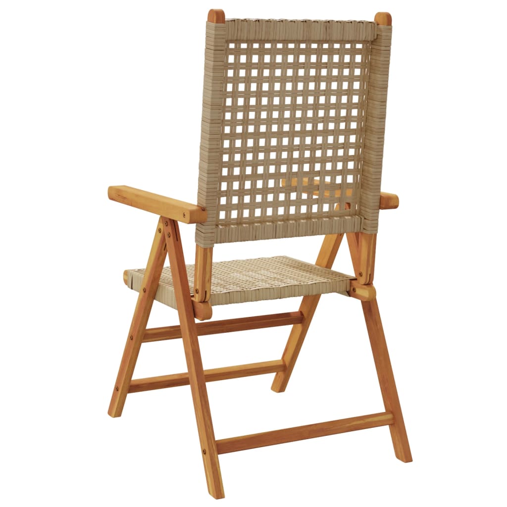 Garden Chairs 2 pcs Beige Solid Wood Acacia and Poly Rattan