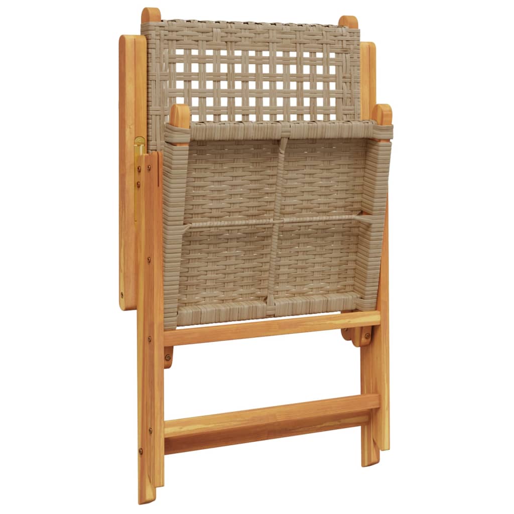 Garden Chairs 2 pcs Beige Solid Wood Acacia and Poly Rattan