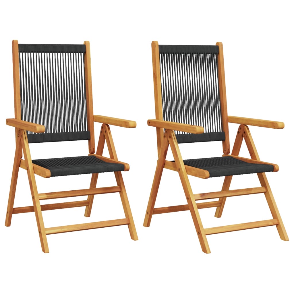 Garden Chairs 2 pcs Black Solid Wood Acacia and Polypropylene