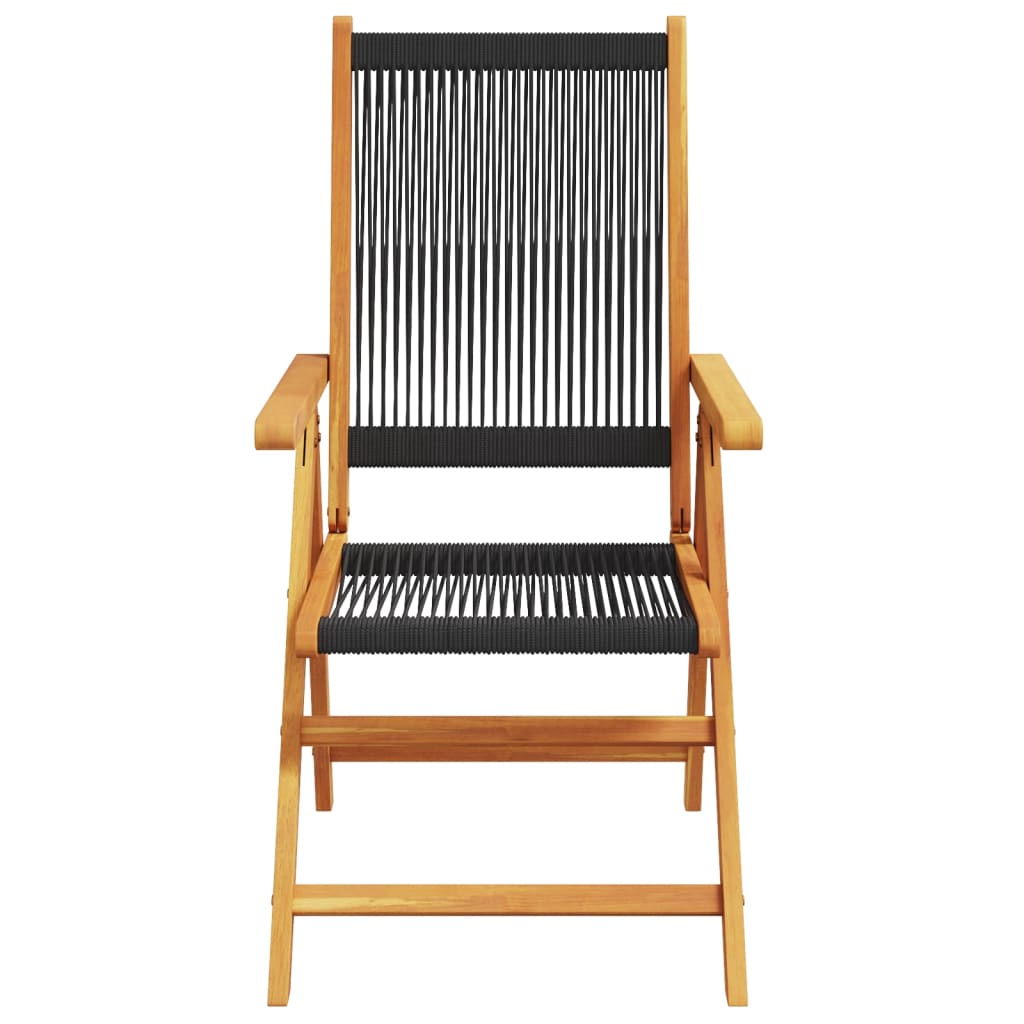 Garden Chairs 2 pcs Black Solid Wood Acacia and Polypropylene