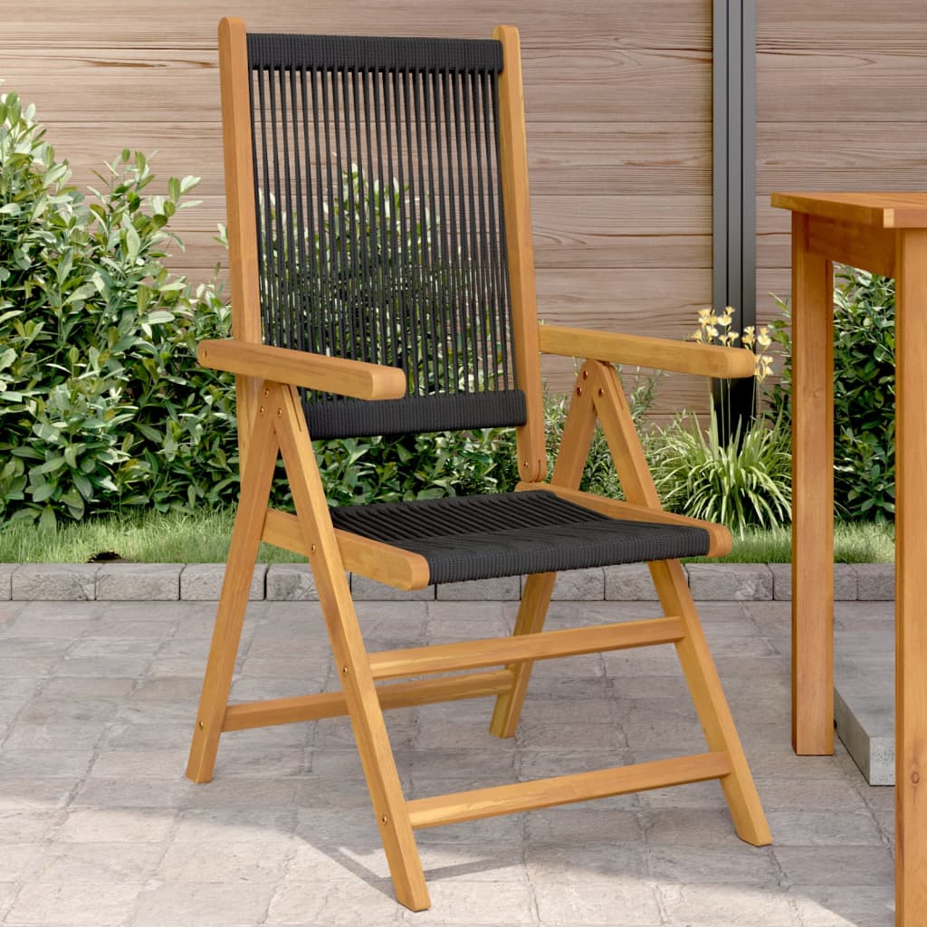 Garden Chairs 2 pcs Black Solid Wood Acacia and Polypropylene