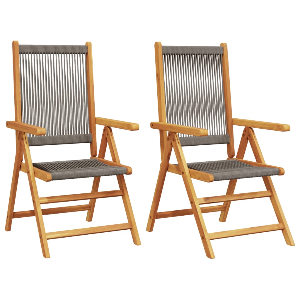 Garden Chairs 2 pcs Grey Solid Wood Acacia and Polypropylene