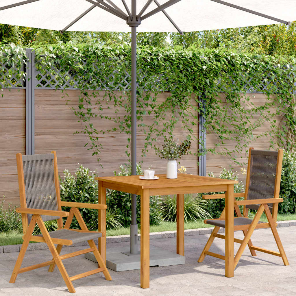 Garden Chairs 2 pcs Grey Solid Wood Acacia and Polypropylene