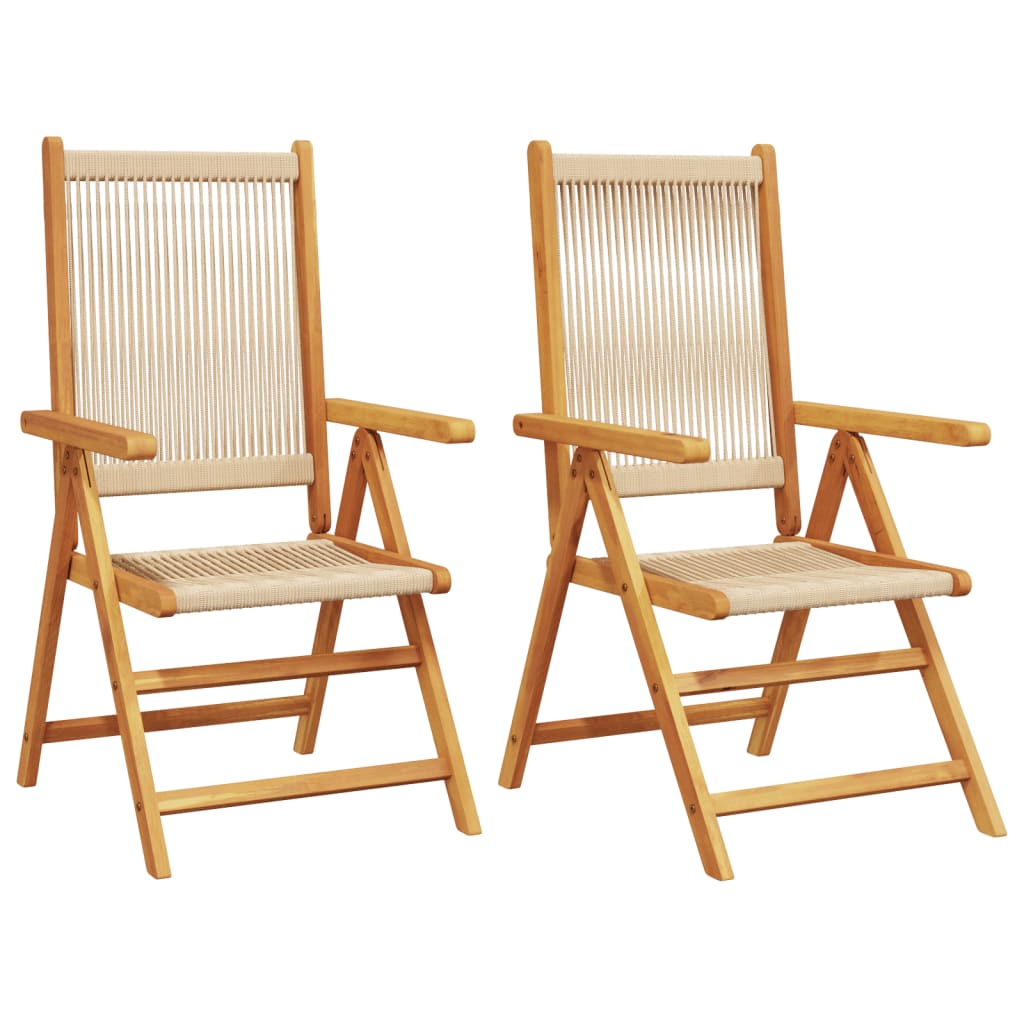 Garden Chairs 2 pcs Beige Solid Wood Acacia and Polypropylene