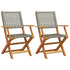 Garden Chairs 2 pcs Grey Solid Wood Acacia and Poly Rattan