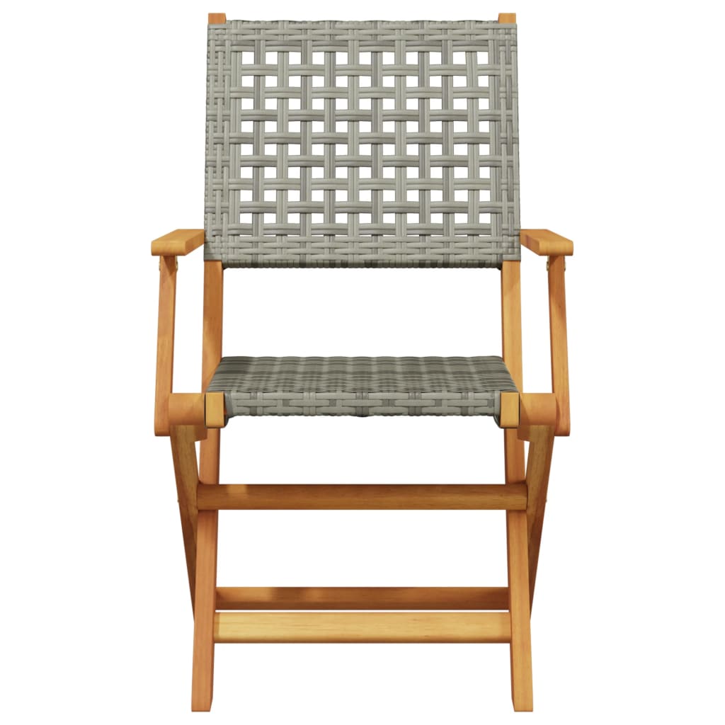 Garden Chairs 2 pcs Grey Solid Wood Acacia and Poly Rattan