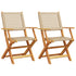 Garden Chairs 2 pcs Beige Solid Wood Acacia and Poly Rattan