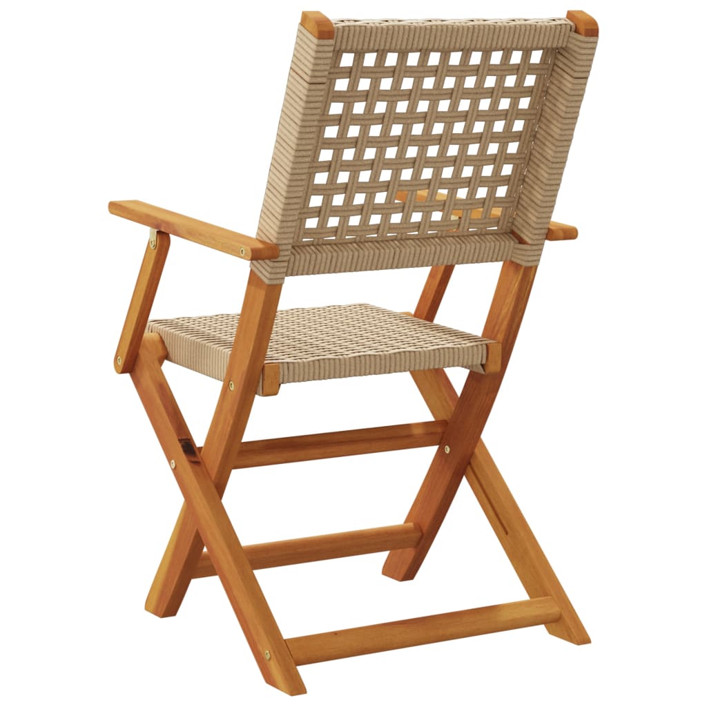 Garden Chairs 2 pcs Beige Solid Wood Acacia and Poly Rattan