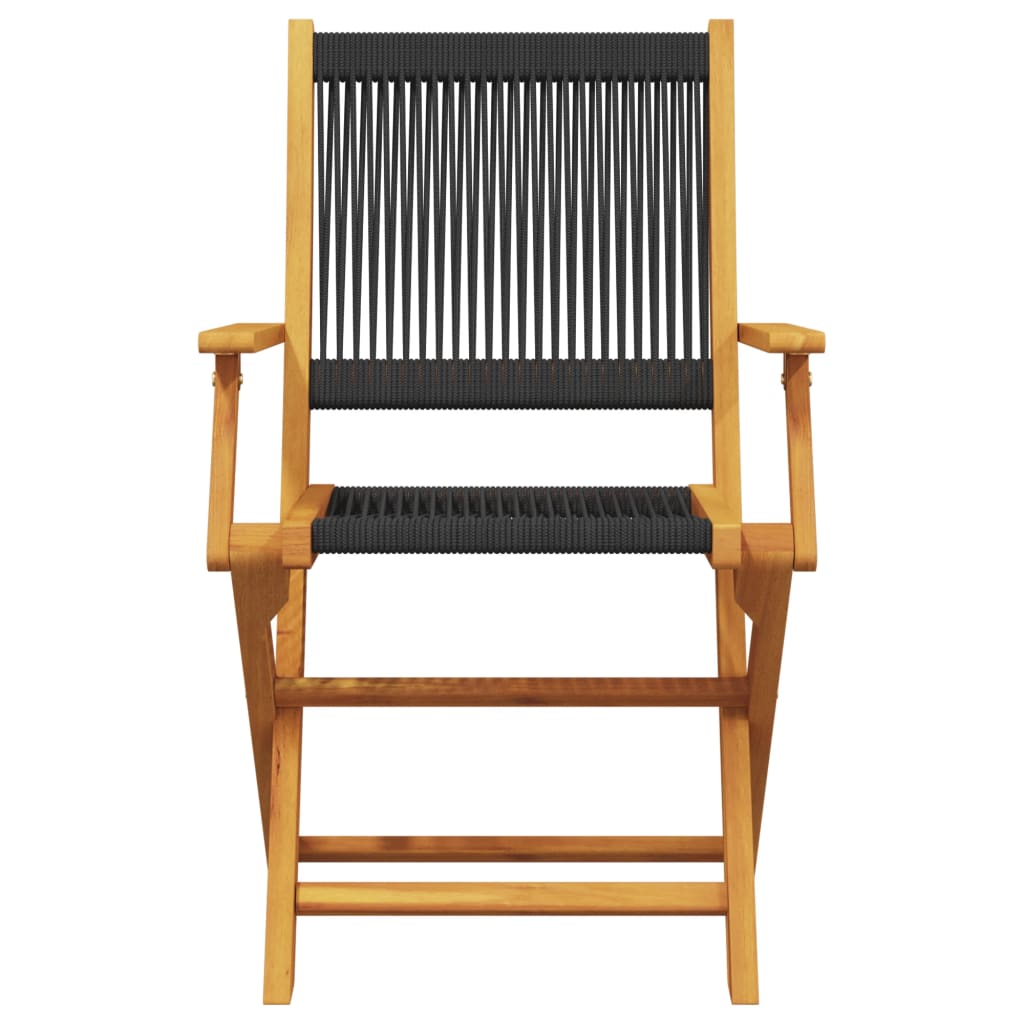 Garden Chairs 2 pcs Black Solid Wood Acacia and Polypropylene