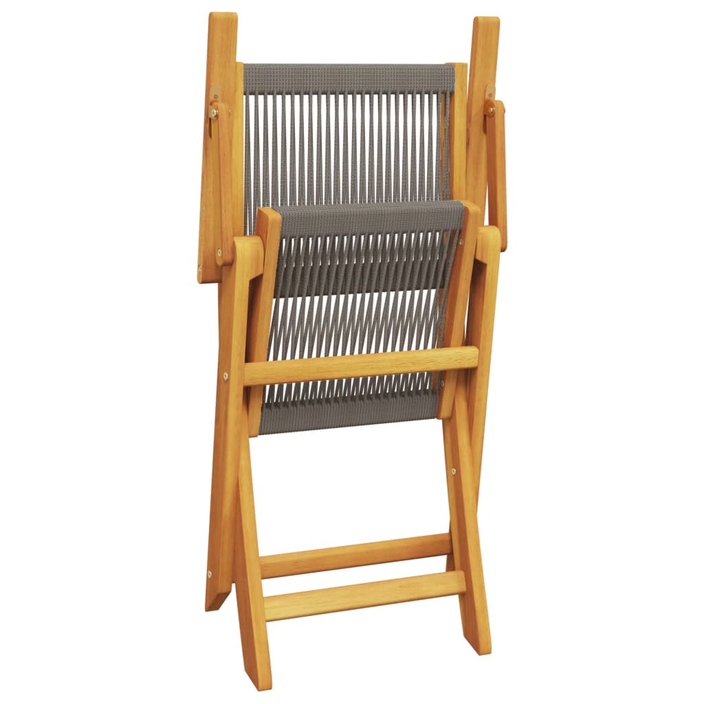 Garden Chairs 2 pcs Grey Solid Wood Acacia and Polypropylene