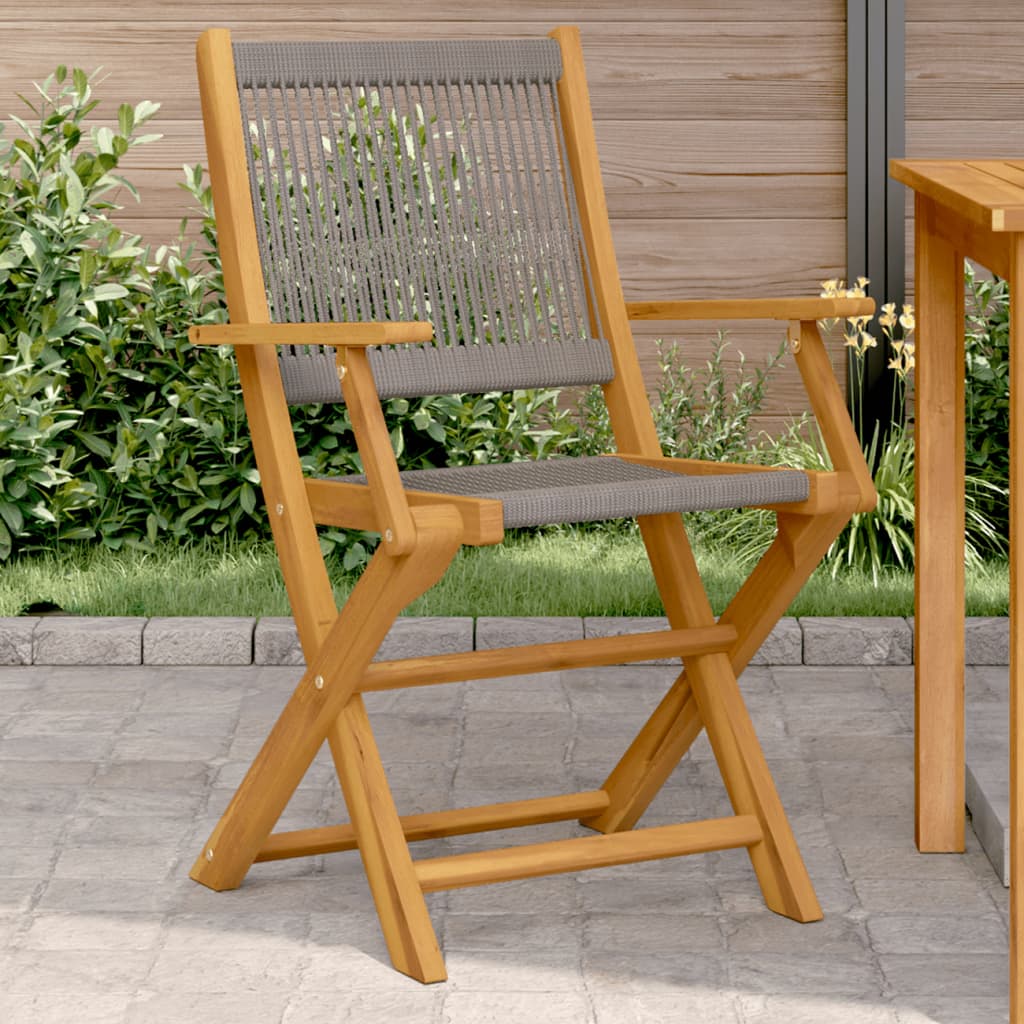 Garden Chairs 2 pcs Grey Solid Wood Acacia and Polypropylene