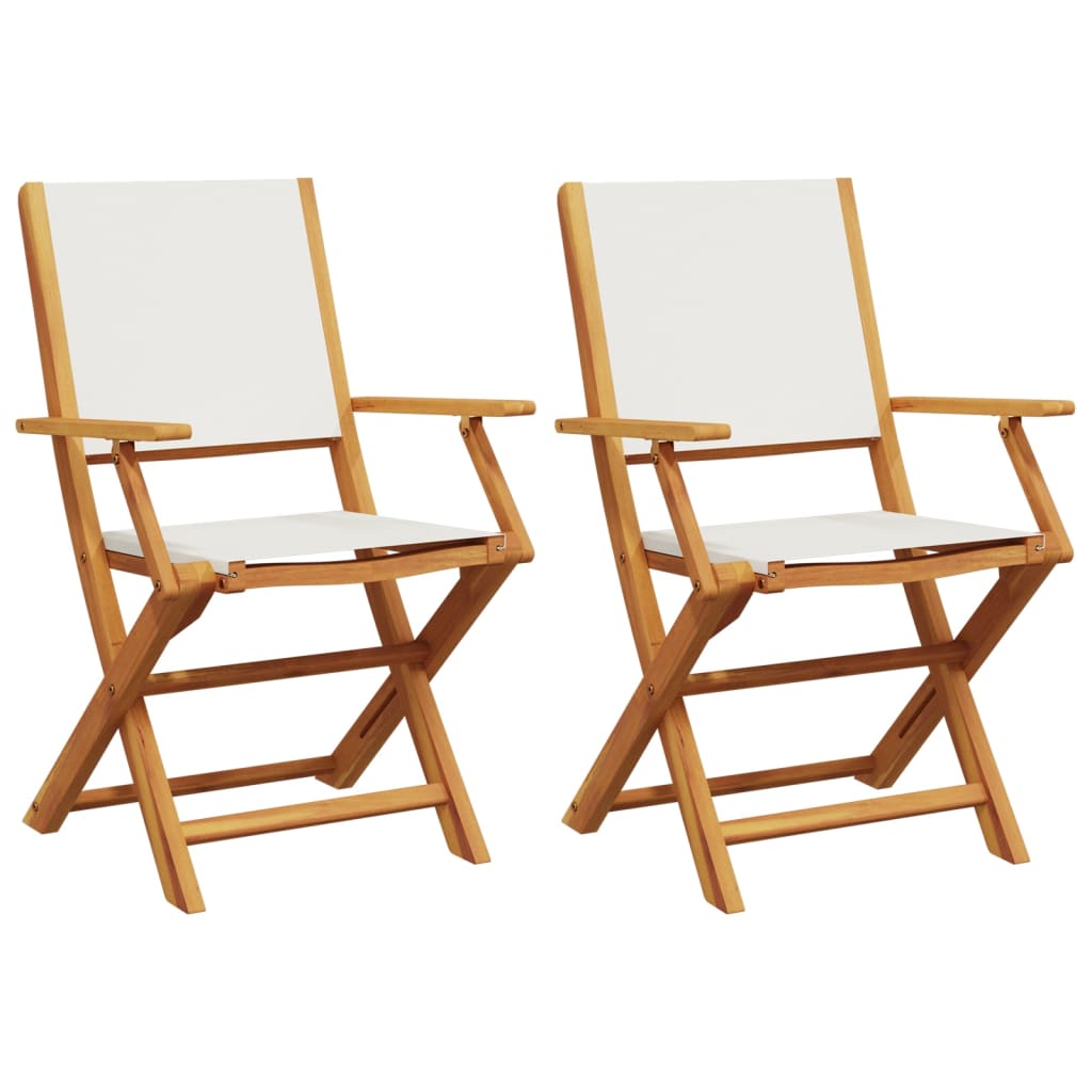 Garden Chairs 2 pcs Cream White Solid Wood Acacia and Fabric