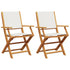 Garden Chairs 2 pcs Cream White Solid Wood Acacia and Fabric