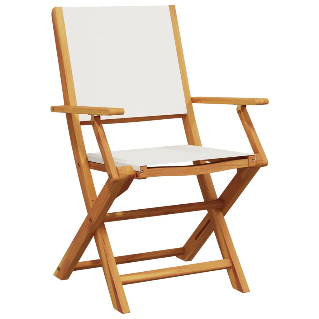 Garden Chairs 2 pcs Cream White Solid Wood Acacia and Fabric