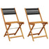 Bistro Chairs 2 pcs Black Solid Wood Acacia and Rope