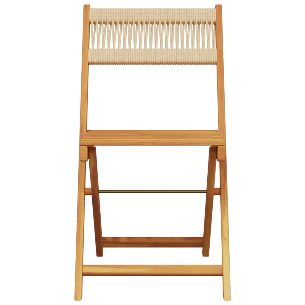 Bistro Chairs 2 pcs Beige Solid Wood Acacia and Rope