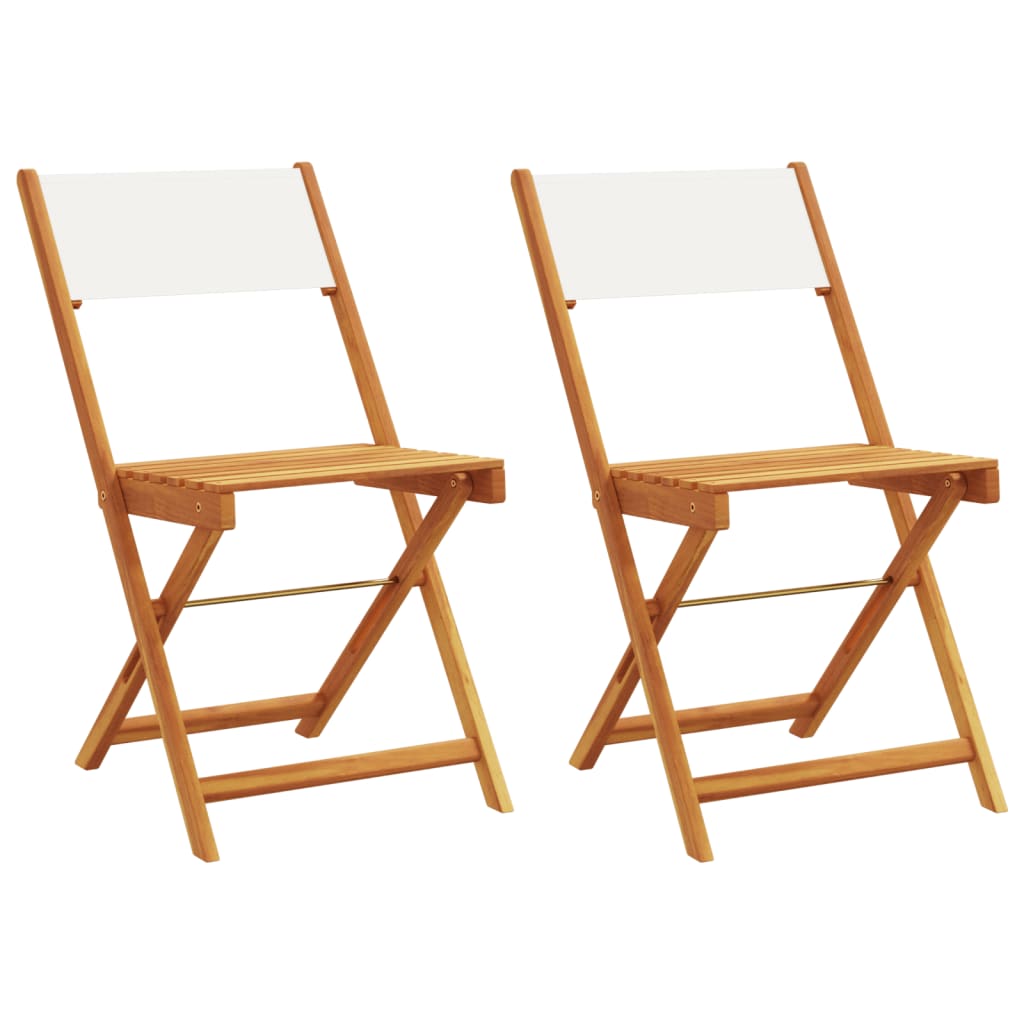 Bistro Chairs 2 pcs Cream White Solid Wood Acacia and Fabric