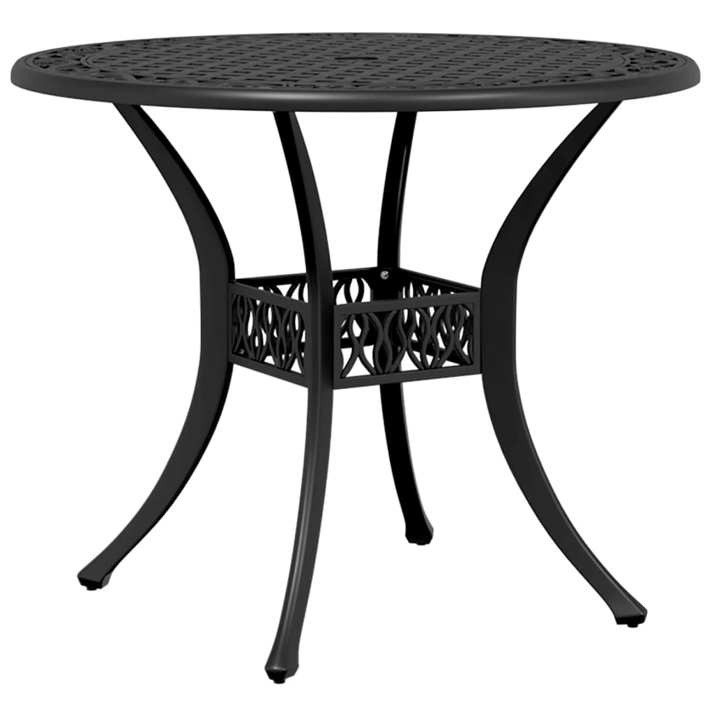 Garden Table Black Ø90x75 cm Cast Aluminium