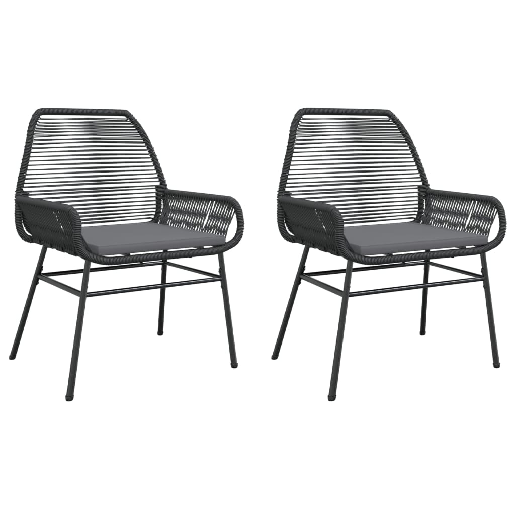 Garden Chairs 2 pcs with Cushions Black Poly Rattan