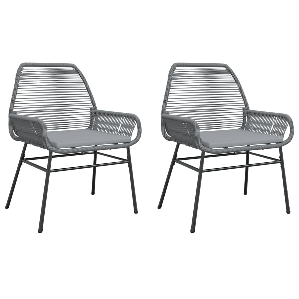 Garden Chairs 2 pcs with Cushions Grey Poly Rattan