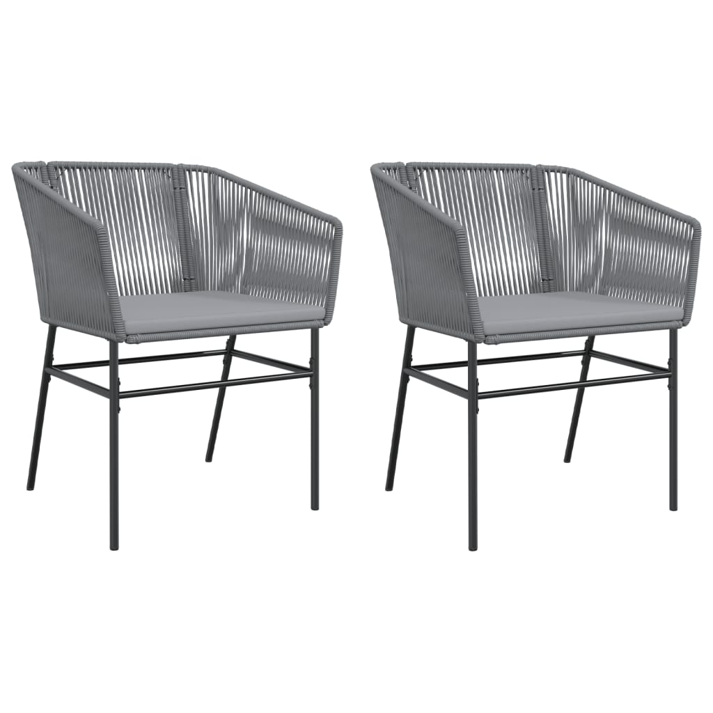 Garden Chairs 2 pcs with Cushions Grey Poly Rattan