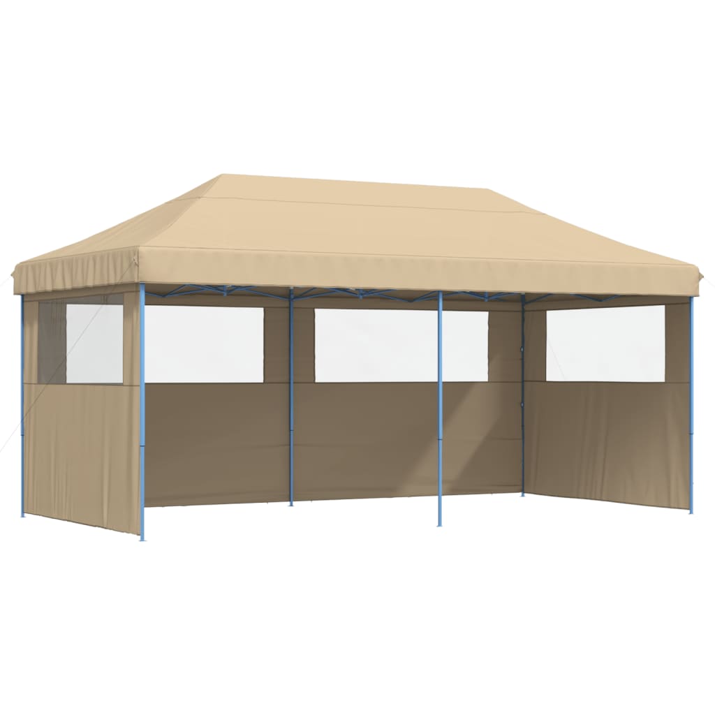 Foldable Party Tent Pop-Up with 3 Sidewalls Beige